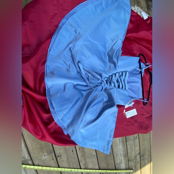 MildApril Spaghetti Straps Satin Bridesmaid Balloon Dress Light Blue size 6 - Picture 8 of 14